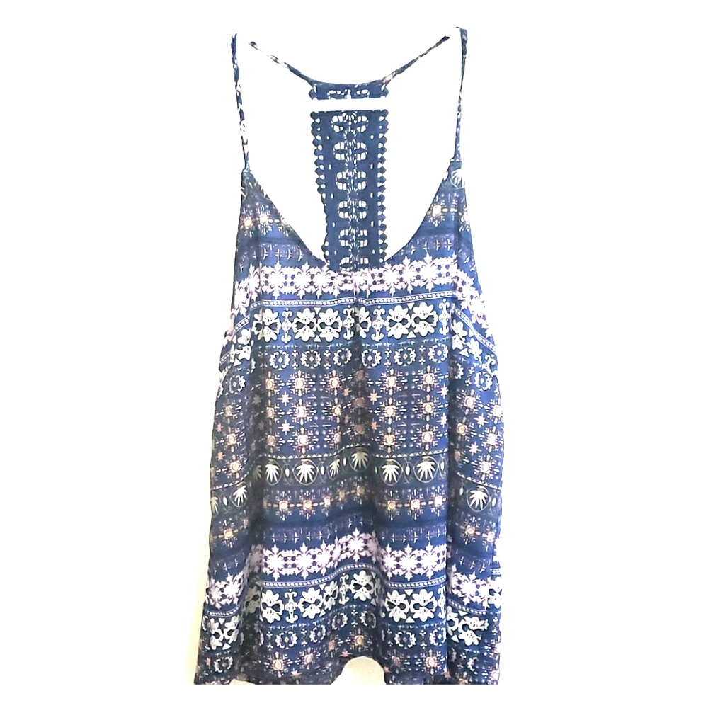Blue patterned tank top